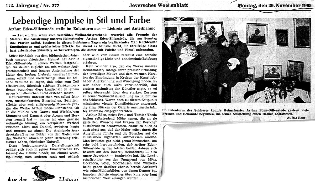 Pressebericht Eden-Sillenstede JW 29.11.1965